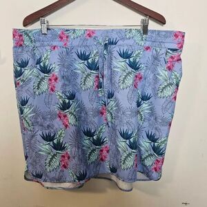 Duluth Trading Co Tropical Swim Skirt Cover Up With Zippered Pockets Size XXL
